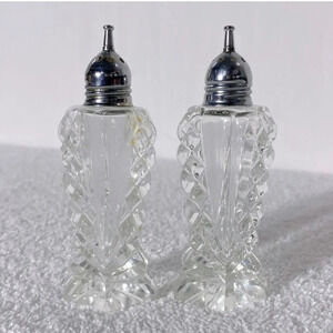 Vintage Cut Crystal  Salt & Pepper Shakers